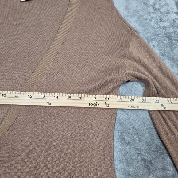 Sundance Cardigan Womens Medium Petite Tan Wool Blend Two Tone Preppy Sweater - Picture 5 of 6